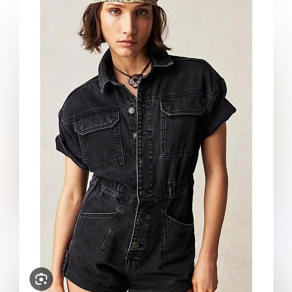 Free people Marci cuffed Shortalls (black)